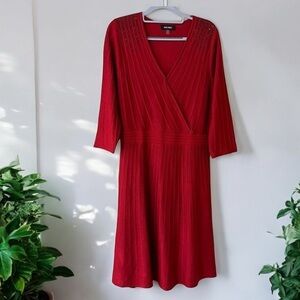 NEW 9 West Red Sweater Dress Black Sparkle Bead Embellished Women’s Sz M